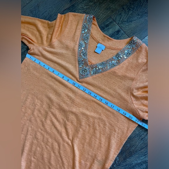 Chicos 100% linen 3/4 sleeve women’s top size large or 2 - Picture 5 of 17